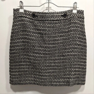 Ann Taylor LOFT Black White Tweed Mini Skirt Workwear Size 6 Petite